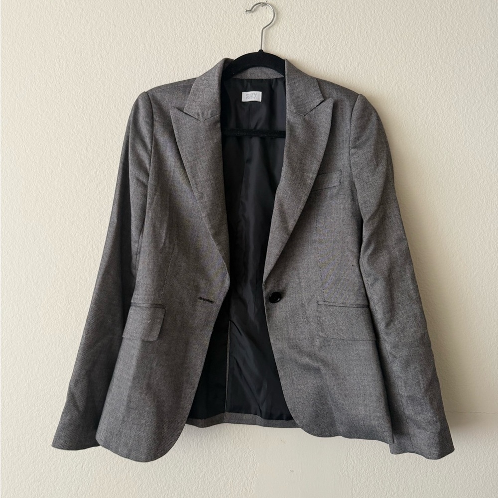 Classic Gray Women's Suit Jacket and Skirt